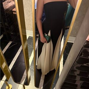 Elegant Black and ivory Strapless Gown